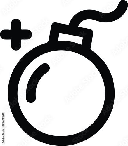 Black Bomb Icon With Plus Symbol danger explosion 1