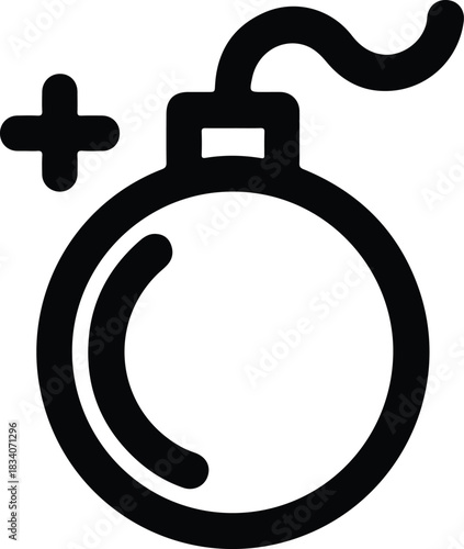 Black Bomb Icon with Plus Symbol explosion danger