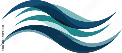 Abstract flowing waves of blue and teal colors create a dynamic and fluid visual representing water movement energy and organic motion