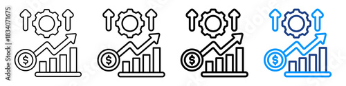Increase Icon Different Style Outline Collection Set.
