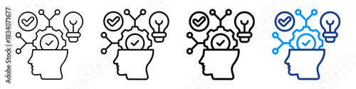 Critical Thinking Icon Different Style Outline Collection Set.