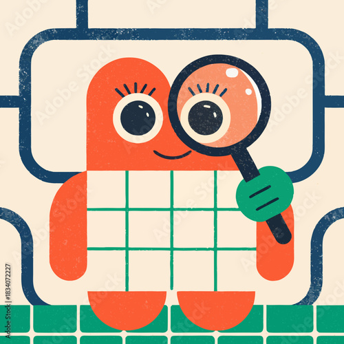 Cute 3D Style Vector Blob Character Holding Magnifying Glass: Confused Search Concept and 404 Error Page Illustration