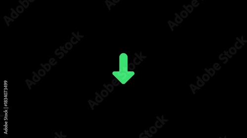 Animated green arrow pointing down on black background for emphasis
