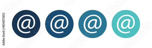 Single email symbol flat icons on color rounded square backgrounds.