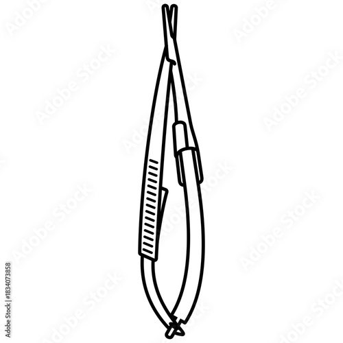 Needle holders Castroviejo. Surgical instrument. Vector outline icon.