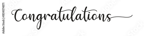 Congratulations hand drawn lettering. Calligraphy text composition isolated on white background. Vector lettering design. Black handwriting text. Vector illustration.