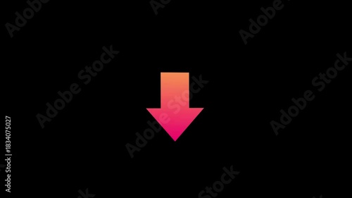 Animated neon arrow pointing downward on black background with motion
