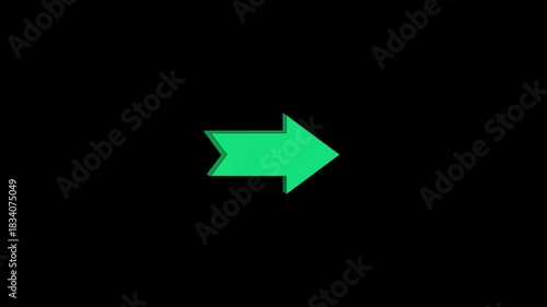 Dynamic green arrow animation pointing right for direction and guidance