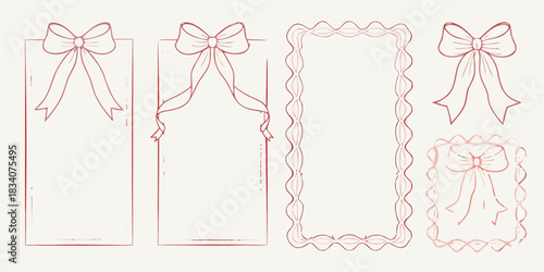 Rose gold bow frames and borders for invitations and special occasions