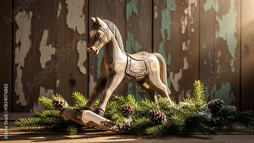 A wooden toy horse art