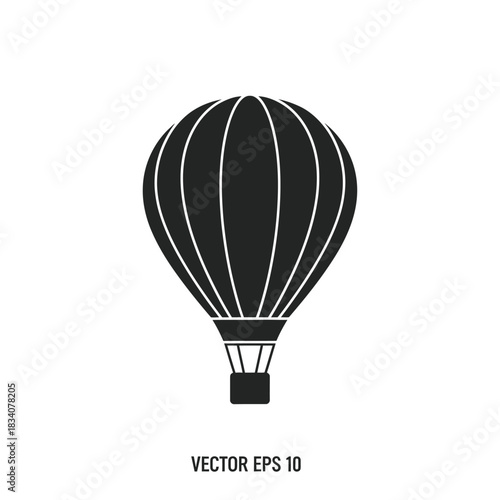Black Hot Air Balloon Silhouette.