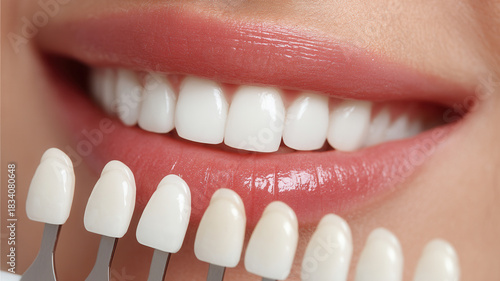 Wallpaper Mural White tooth shade guide used in real estate property dental comparison showing bright smile and glossy lips Torontodigital.ca