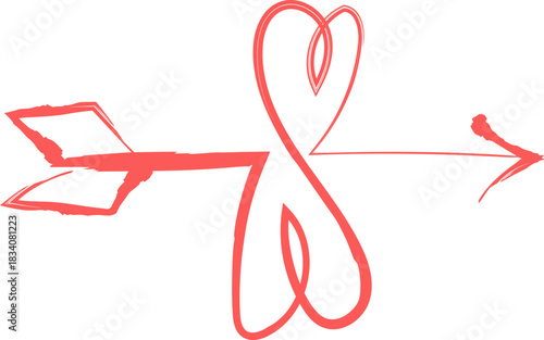 Handdrawn Heart Ribbon Arrow