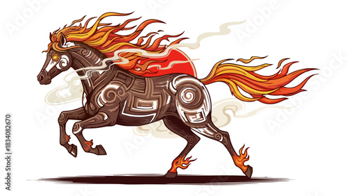 Fiery Spirit Horse Fantasy Creature Illustration