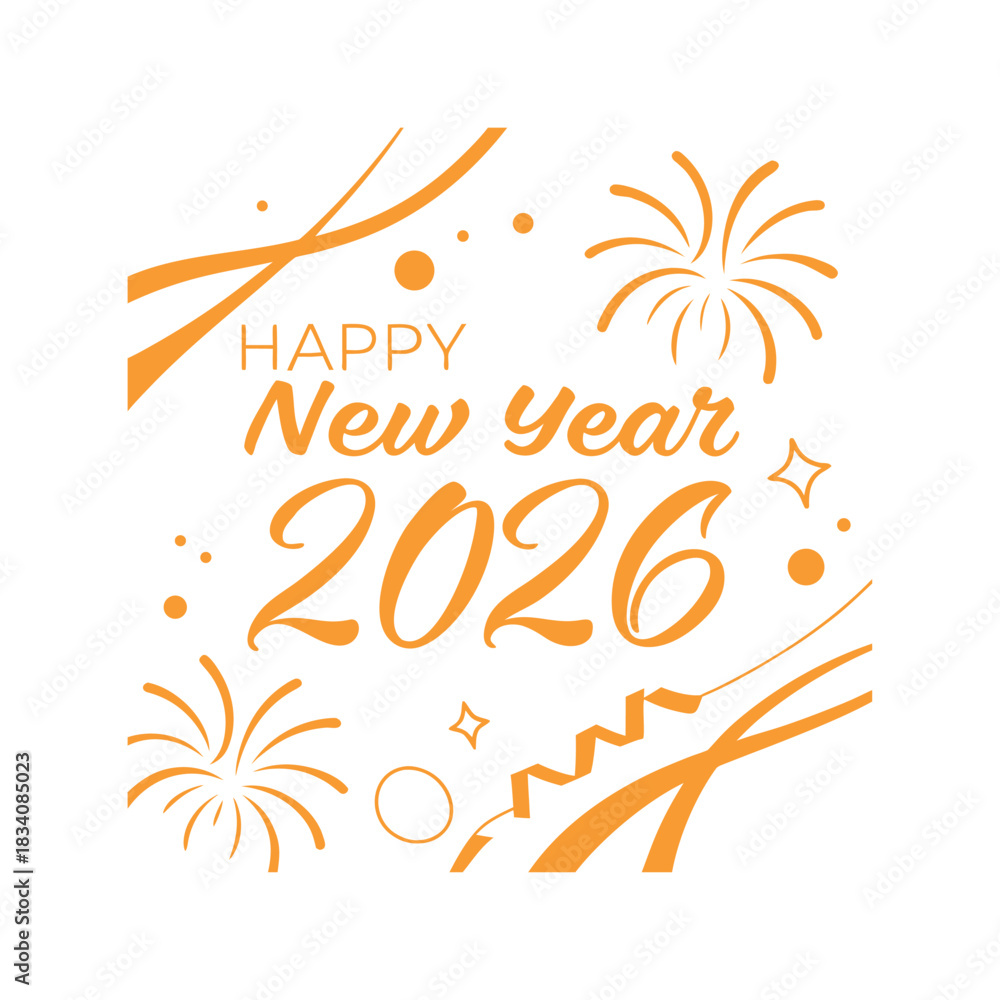 Obraz premium Happy New Year 2026 Brush Stroke Abstract Background Vector Design