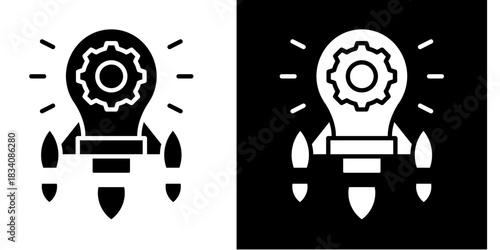 Rocket Launch Icon Set White Style Collection