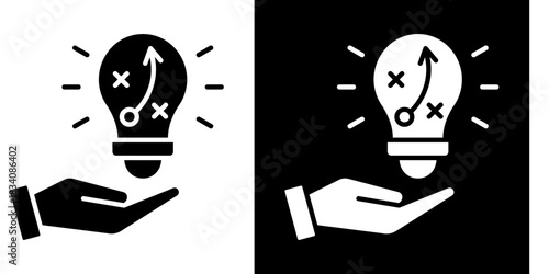 Innovation Strategy Icon Set White Style Collection