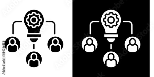Crowdsourcing Icon Set White Style Collection