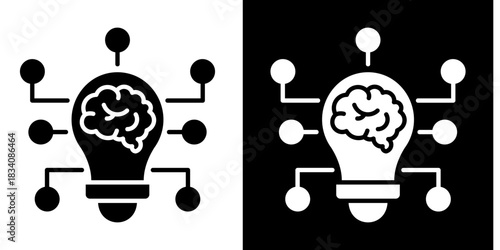 Mind Map Icon Set White Style Collection