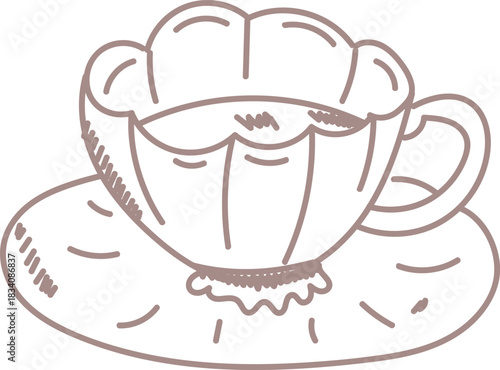 Handdrawn Teacup on Saucer Linework