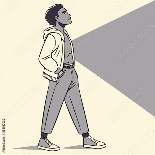 A young person looking up towards the light with hope.