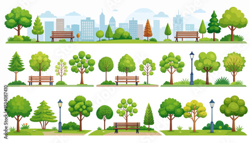 set of trees in different colors