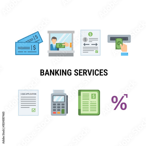 Banking services icons set