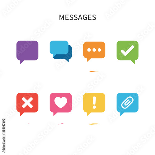 Messaging colorful icon set