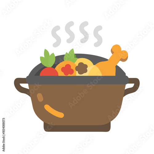 brown pot of food cooking clip art preview