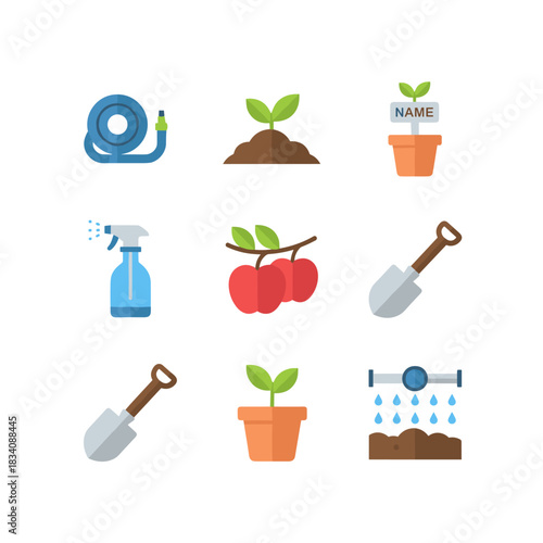 Gardening and horticulture icons set