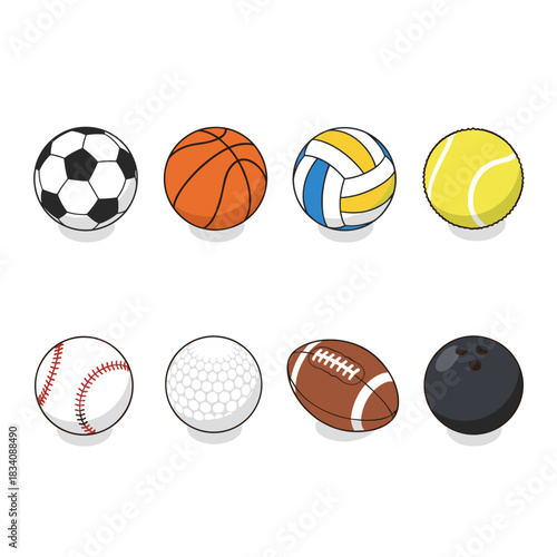 Sports balls collection icon set