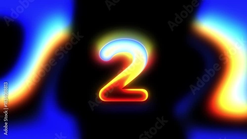Thermal Glow Number Two Animation - Bright Neon Countdown Clip for Event Intros and Motion Graphics