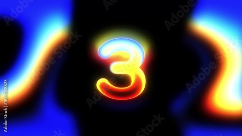 Thermal Glow Number Three Animation - Vibrant heat effect countdown video for presentations and promos