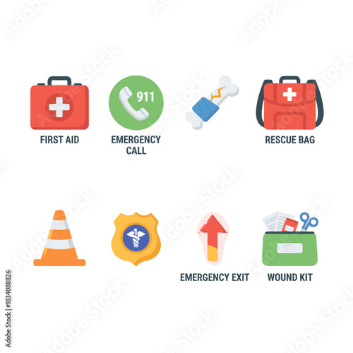 Medical and Emergency Line Icons Set