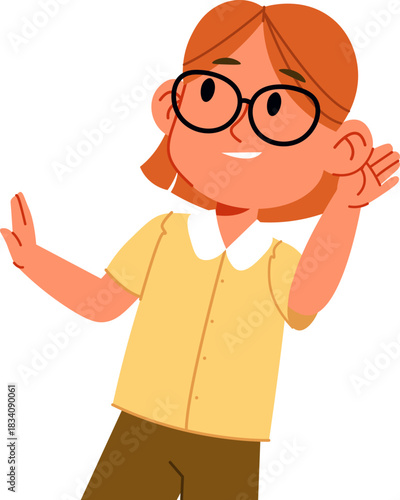 Listening Girl Cartoon