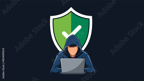 Modern flat illustration showing a blocked hacking attempt with alert icons and security barriers, perfect for awareness campaigns and online safety visuals