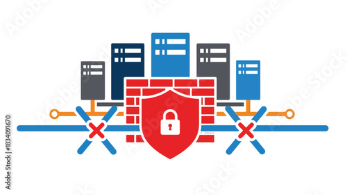Modern flat cloud security concept with lock and shield symbols protecting multiple devices, ideal for online safety and IT systems content