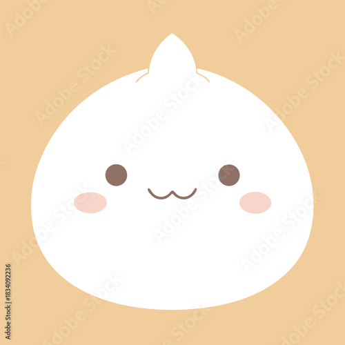 Cute kawaii dumpling character with soft rounded edges