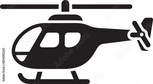 Modern helicopter silhouette icon for aviation and transport design projects