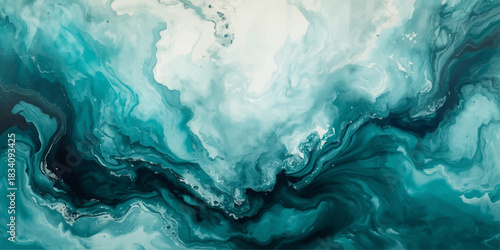 Blue abstract water surface texture background with cold ice foam