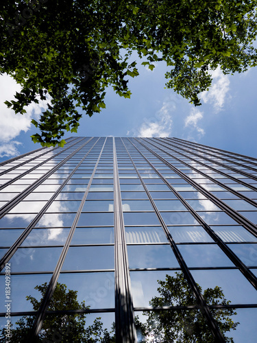 low angle view of modern skyscraper