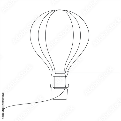 Hot air ballon continuous oneline drawing vector illustration