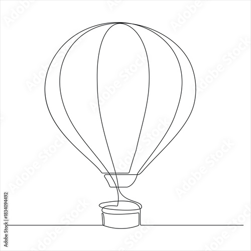 Hot air ballon continuous oneline drawing vector illustration