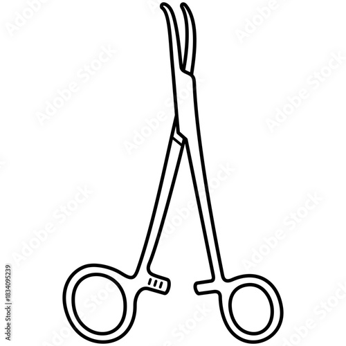 Pean curved sterile. Surgical instrument. Vector outline icon.