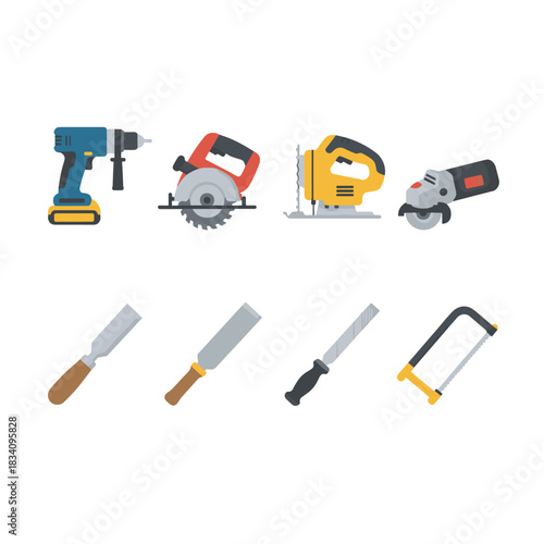 Tools flat icons set