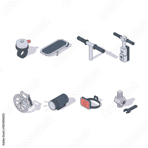 Bicycle Parts and Accessories Isometric Set