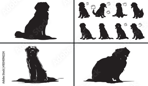 Dog silhouette vector, pet illustration design, puppy animal artwork, domestic pet clipart, dog breed outline, cute pet vector artwork, home animal symbol, adorable puppy design, friendly pet artwork,
