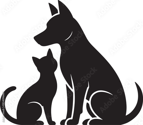 Cat and Dog Silhouette Art