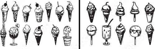 Ice cream illustration, dessert cone vector, sweet food artwork, summer treat drawing, frozen ice dessert design, hand drawn ice cream cone, creamy dessert sketch, cold scoop food art, delicious ice d