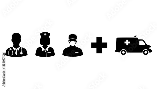 Medical Professions Hospital Workers Silhouette Set